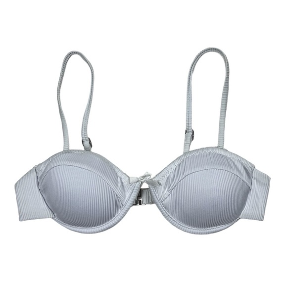 NWOT White Ribbed Underwire Bikini Top - Picture 1 of 8